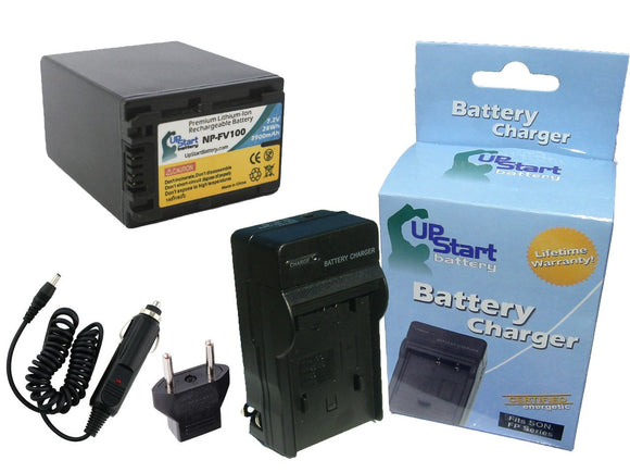 Sony DCR-SR80 Battery and Charger with Car Plug and EU Adapter - High Capacity