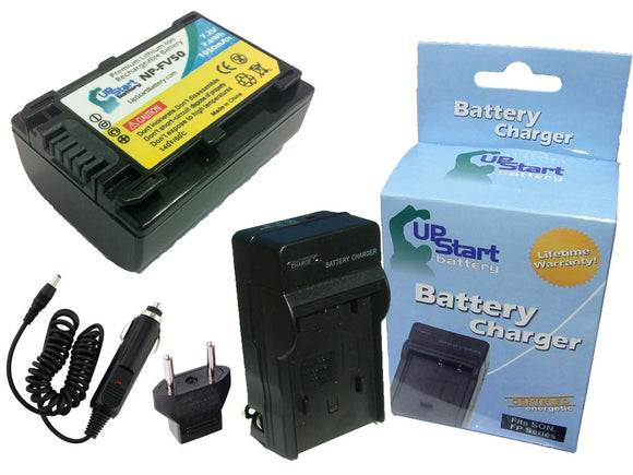 Sony HDR-XR260E Battery and Charger with Car Plug and EU Adapter (1050mAh, 7.2V, Lithium-Ion)