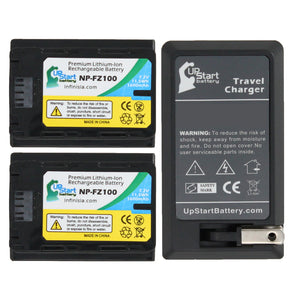 2-Pack NP-FZ100 Battery + Charger Replacement for Sony A7R3 Digital Camera