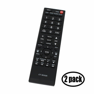 2-Pack Replacement for Toshiba CT-90325 TV Remote Control - Works with Toshiba CT 90325, 43L420U, 32C120U, 50L1400U, 49L310U, 55L310U, 40E220U, 40RV525R, 24SL410U, 50L1350U, 49L420U, 32L220U TVs
