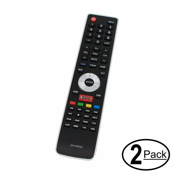 2-Pack Replacement for Hisense EN33922A TV Remote Control - Works with Hisense 40H5B, 50H5G, 40H5, 55K610GWN, 50H5GB, 32K20DW, 48H5, 50K610GWN, 40K366W, F55T39EGWD, EN 33922A, 55K610GW, 50K610GW TVs