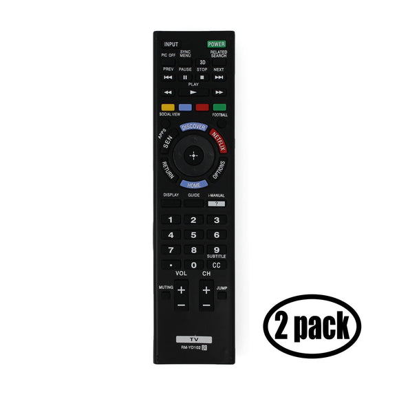 2 Pack Replacement Sony RM-YD102 TV Remote Control for Sony KDL-65W850A Television