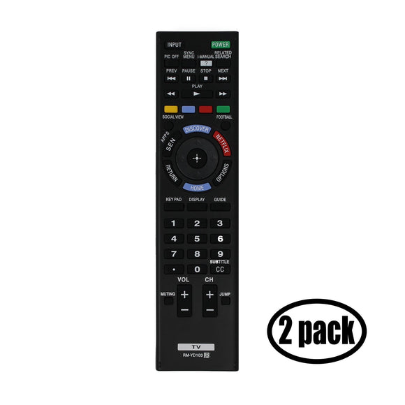 2 Pack Replacement Sony RM-YD103 TV Remote Control for Sony KDL48W600B Television
