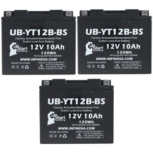 3-Pack Battery Replacement for 2014 Yamaha FZ6, R 600 CC Motorcycle - 12V, 10AH