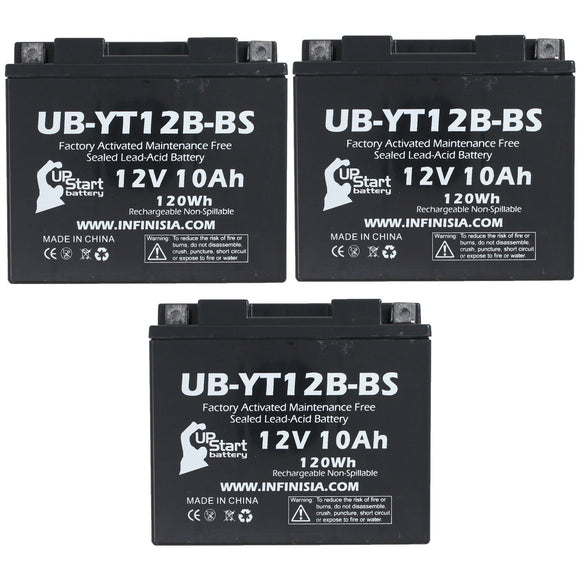 3-Pack Battery Replacement for 2014 Yamaha FZ6, R 600 CC Motorcycle - 12V, 10AH