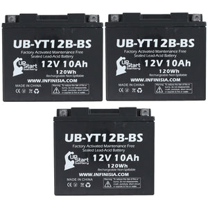 3 Pack Replacement for YT12B-BS Battery 12V 10AH SLA - Compatible with 2009 Yamaha Fz6r, 2009 Ducati Monster 696, Ducati Monster 2018, Ducati Scrambler 2015, 2013 Yamaha Fz6r, 2016 Ducati Scrambler