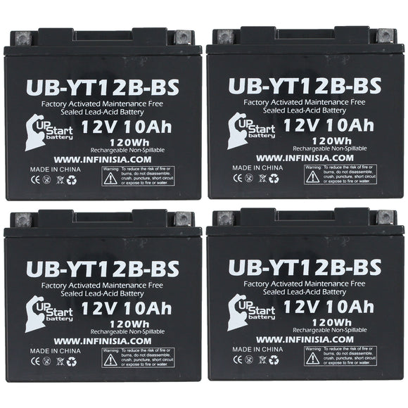 4-Pack Battery Replacement for 2008 Kawasaki ZX1000-C Ninja ZX-10R 1000 CC Motorcycle - 12V, 10AH