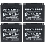 4 Pack Replacement for YT12B-BS Battery 12V 10AH SLA - Compatible with 2009 Yamaha Fz6r, 2009 Ducati Monster 696, Ducati Monster 2018, Ducati Scrambler 2015, 2013 Yamaha Fz6r, 2016 Ducati Scrambler