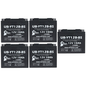 5 Pack Replacement for YT12B-BS Battery 12V 10AH SLA - Compatible with 2009 Yamaha Fz6r, 2009 Ducati Monster 696, Ducati Monster 2018, Ducati Scrambler 2015, 2013 Yamaha Fz6r, 2016 Ducati Scrambler