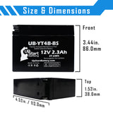 2-Pack 2007 Yamaha SR400 400CC Motorcycle Battery Replacement - 12V, 2.3Ah