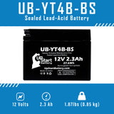 2-Pack 2002 Yamaha SR400 400CC Motorcycle Battery Replacement - 12V, 2.3Ah