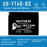 2-Pack 2006 Yamaha TTR50E 50CC Motorcycle Battery Replacement - 12V, 2.3Ah