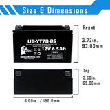 2-Pack 2007 Yamaha YFZ450 450CC ATV Battery Replacement - 12V, 6Ah