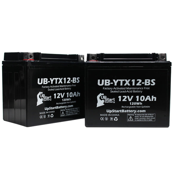 2-Pack 2002 Suzuki VZ800 Marauder 800 CC Motorcycle Battery Replacement - 12V, 10Ah