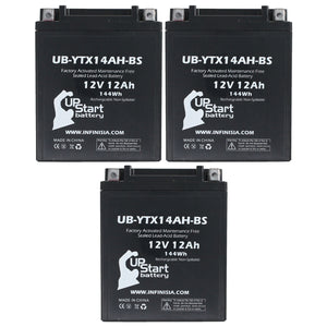 3-Pack Battery Replacement for 2014 Kawasaki KAF400, Mule 600, 610 400 CC UTV - 12V, 12AH