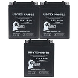 3-Pack Battery Replacement for 2014 Kawasaki KAF400, Mule 600, 610 400 CC UTV - 12V, 12AH
