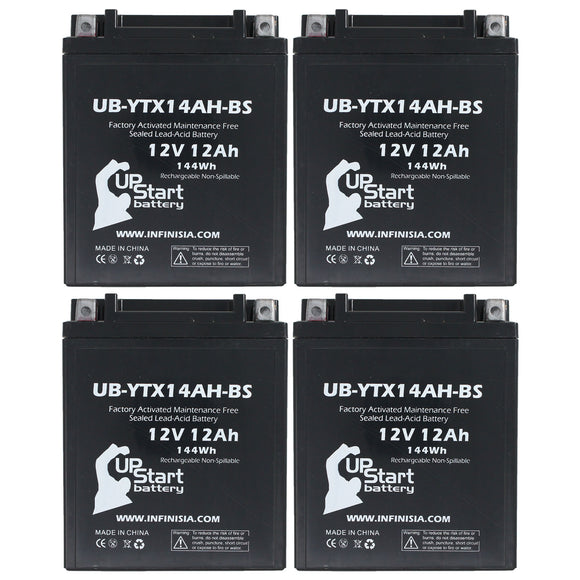 4-Pack Battery Replacement for 2001 Kawasaki KLF300-C Bayou 300 4x4 300 CC ATV - 12V, 12AH