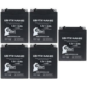 5-Pack Battery Replacement for 1985 Honda VF700F Interceptor 700 CC Motorcycle - 12V, 12AH