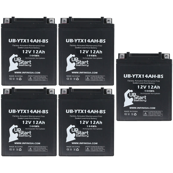 5-Pack Battery Replacement for 1985 Honda VF700F Interceptor 700 CC Motorcycle - 12V, 12AH