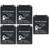 5-Pack Battery Replacement for 1985 Honda VF700F Interceptor 700 CC Motorcycle - 12V, 12AH