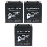 3-Pack Battery Replacement for 2000 Royal Enfield All Electric Start Models 500 CC Motorcycle - 12V, 12AH