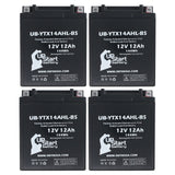 4-Pack Battery Replacement for 1988 Yamaha EC340 Excel III 340 CC Snowmobile - 12V, 12AH