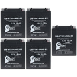 5-Pack Battery Replacement for 1986 Suzuki GV1200GL Madura 1200 CC Motorcycle - 12V, 12AH