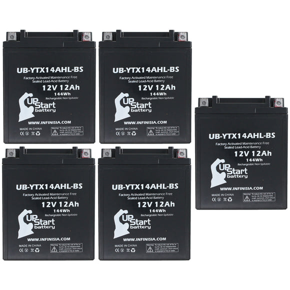 5 Pack Replacement for YTX14AHL-BS Battery 12V 12AH SLA - Compatible with 1978 Yamaha Xs650, 1979 Suzuki Gs1000, 1979 Yamaha Xs650, 1980 Yamaha Xs650, 1981 Yamaha Xs650, 1978 Suzuki Gs1000
