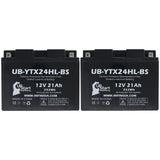 2 Pack Replacement for YTX24HL-BS Battery 12V 21AH SLA - Compatible with 2007 Arctic Cat Prowler 650, 2002 Arctic Cat Zr 800, 2003 Indian Chief, 2008 Arctic Cat Prowler 650,2006 Arctic Cat Prowler 650
