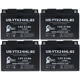 4 Pack Replacement for YTX24HL-BS Battery 12V 21AH SLA - Compatible with 2007 Arctic Cat Prowler 650, 2002 Arctic Cat Zr 800, 2003 Indian Chief, 2008 Arctic Cat Prowler 650,2006 Arctic Cat Prowler 650