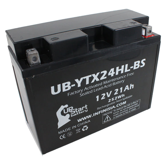 Replacement for YTX24HL-BS Battery 12V 21AH SLA - Compatible with 2007 Arctic Cat Prowler 650, 2002 Arctic Cat Zr 800, 2003 Indian Chief, 2008 Arctic Cat Prowler 650, 2006 Arctic Cat Prowler 650