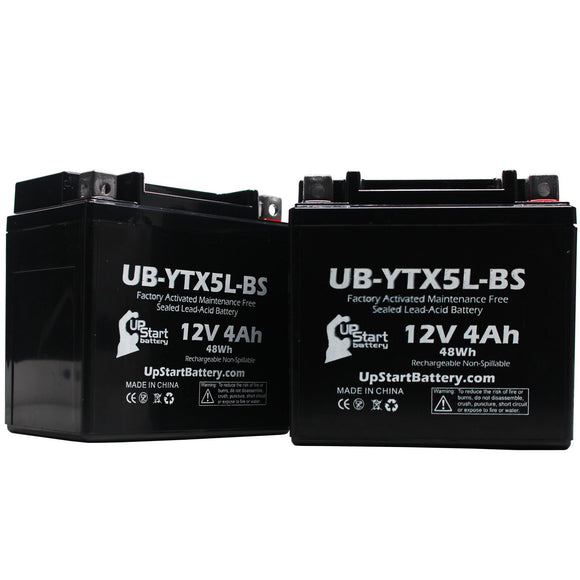 2-Pack 2005 Polaris Predator, Sportsman, Outlaw 90CC ATV Battery Replacement - 12V, 4Ah