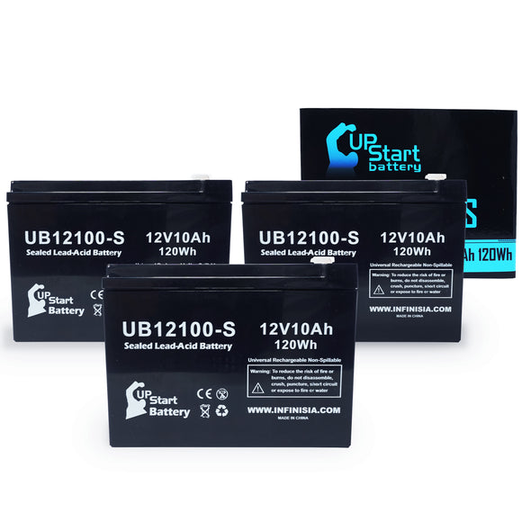 3-Pack UB12100-S Sealed Lead Acid Battery Replacement (12V, 10Ah, F2 Terminal, AGM, SLA)