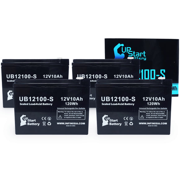 4-Pack UB12100-S Sealed Lead Acid Battery Replacement (12V, 10Ah, F2 Terminal, AGM, SLA)