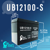 4-Pack UB12100-S Sealed Lead Acid Battery Replacement (12V, 10Ah, F2 Terminal, AGM, SLA)