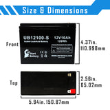 2x Pack GT GT-350 Battery - Replaces UB12100-S Universal Sealed Lead Acid Batteries (12V, 10Ah, 10000mAh, F2 Terminal, AGM, SLA)