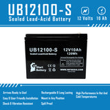 Razor MX350 Dirt Rocket(Version 1-8) Battery - Replaces UB12100-S Universal Sealed Lead Acid Batteries (12V, 10Ah, 10000mAh, F2 Terminal, AGM, SLA)