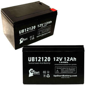 2x Pack - Otis Elevator C11271E Battery - Replacement UB12120 Universal Sealed Lead Acid Battery (12V, 12Ah, 12000mAh, F1 Terminal, AGM, SLA) - Includes 4 F1 to F2 Terminal Adapters