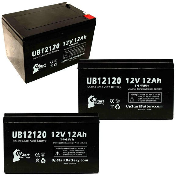 3-Pack UB12120 Sealed Lead Acid Battery Replacement (12V, 12Ah, F1 Terminal, AGM, SLA)