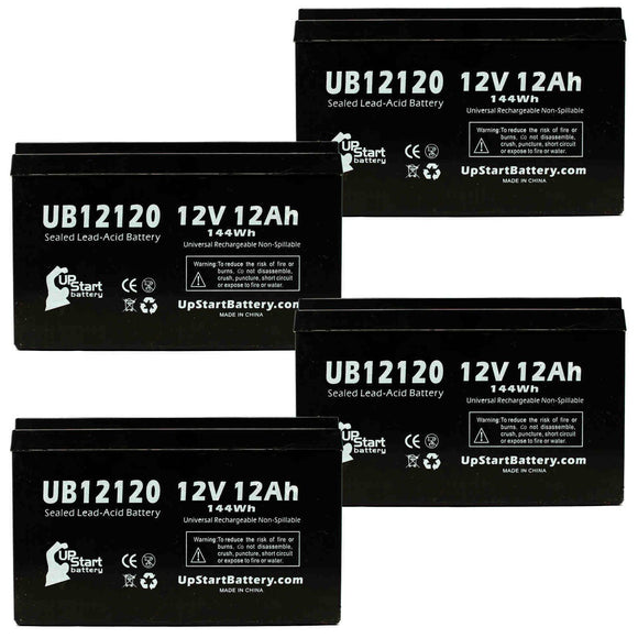 4-Pack UB12120 Sealed Lead Acid Battery Replacement (12V, 12Ah, F1 Terminal, AGM, SLA)