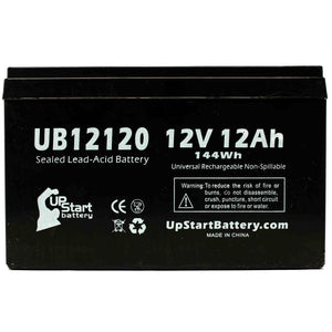 First Power FP12120 Battery - Replacement UB12120 Universal Sealed Lead Acid Battery (12V, 12Ah, 12000mAh, F1 Terminal, AGM, SLA) - Includes TWO F1 to F2 Terminal Adapters