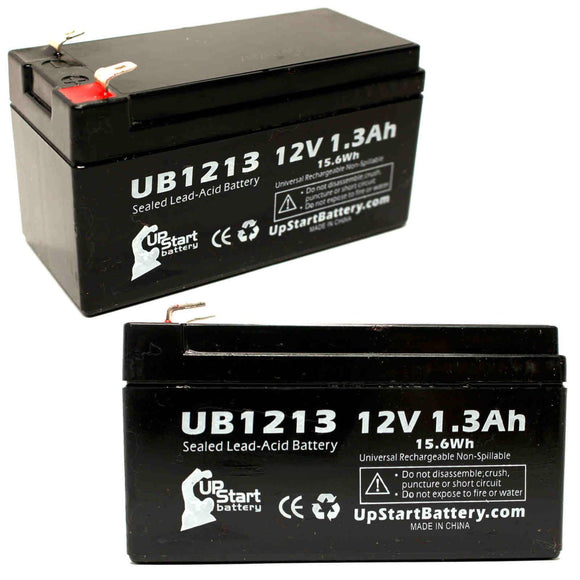 2x Pack - Parks Medical DOPPLER 917 Battery - Replacement UB1213 Universal Sealed Lead Acid Battery (12V, 1.3Ah, 1300mAh, F1 Terminal, AGM, SLA) - Includes 4 F1 to F2 Terminal Adapters