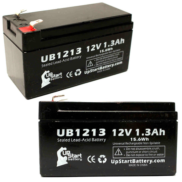 2-Pack UB1213 Sealed Lead Acid Battery Replacement (12V, 1.3Ah, F1 Terminal, AGM, SLA)