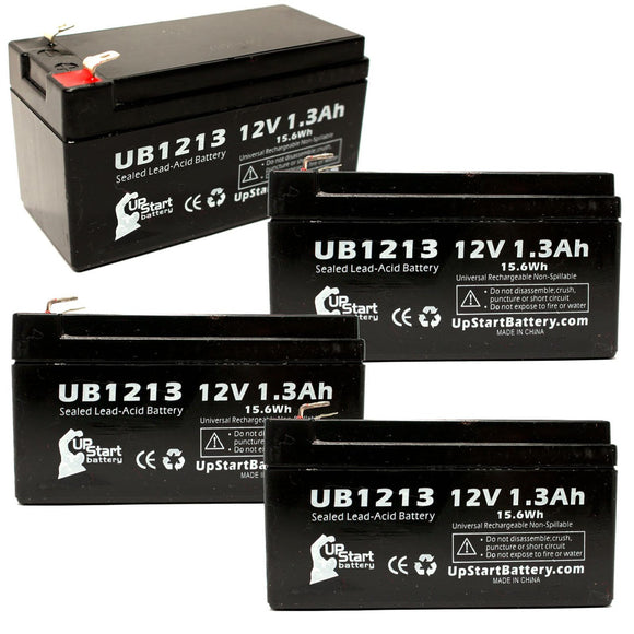 4-Pack UB1213 Sealed Lead Acid Battery Replacement (12V, 1.3Ah, F1 Terminal, AGM, SLA)
