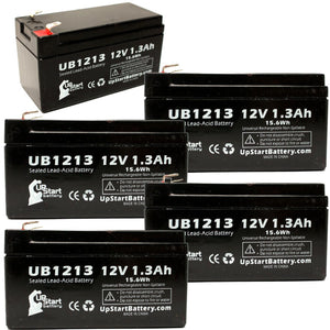 5-Pack UB1213 Sealed Lead Acid Battery Replacement (12V, 1.3Ah, F1 Terminal, AGM, SLA)