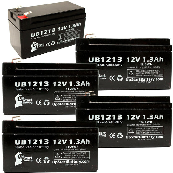 5-Pack UB1213 Sealed Lead Acid Battery Replacement (12V, 1.3Ah, F1 Terminal, AGM, SLA)