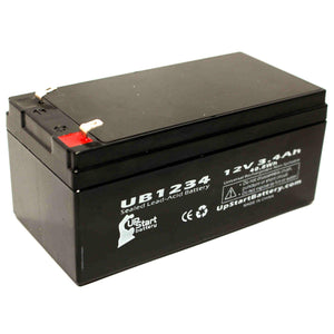 B & B Battery BP3.2-12 Battery - Replacement UB1234 Universal Sealed Lead Acid Battery (12V, 3.4Ah, 3400mAh, F1 Terminal, AGM, SLA) - Includes TWO F1 to F2 Terminal Adapters