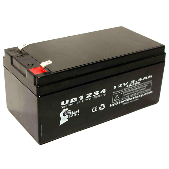 B & B Battery BP3.2-12 Battery - Replacement UB1234 Universal Sealed Lead Acid Battery (12V, 3.4Ah, 3400mAh, F1 Terminal, AGM, SLA) - Includes TWO F1 to F2 Terminal Adapters