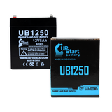 Ademco PWPS1242 Battery - Replacement UB1250 Universal Sealed Lead Acid Battery (12V, 5Ah, 5000mAh, F1 Terminal, AGM, SLA) - Includes TWO F1 to F2 Terminal Adapters
