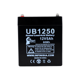 2x Pack - Ademco 4110XM Battery - Replacement UB1250 Universal Sealed Lead Acid Battery (12V, 5Ah, 5000mAh, F1 Terminal, AGM, SLA) - Includes 4 F1 to F2 Terminal Adapters